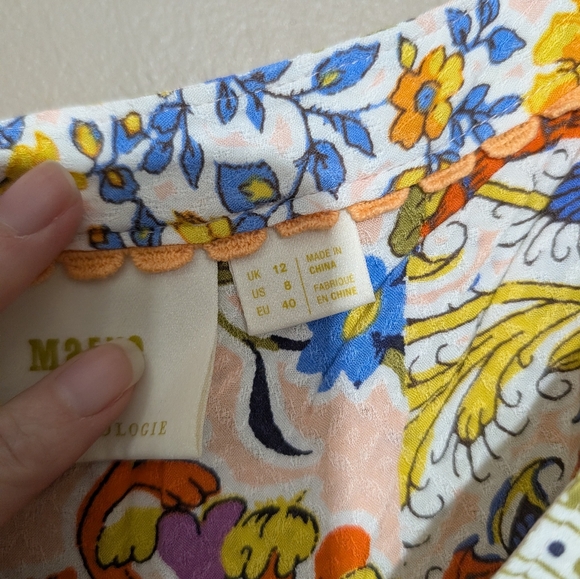 Mauve Anthropologie Boswell Patchwork Blouse, Size:8, Color:Pink - Picture 3 of 4